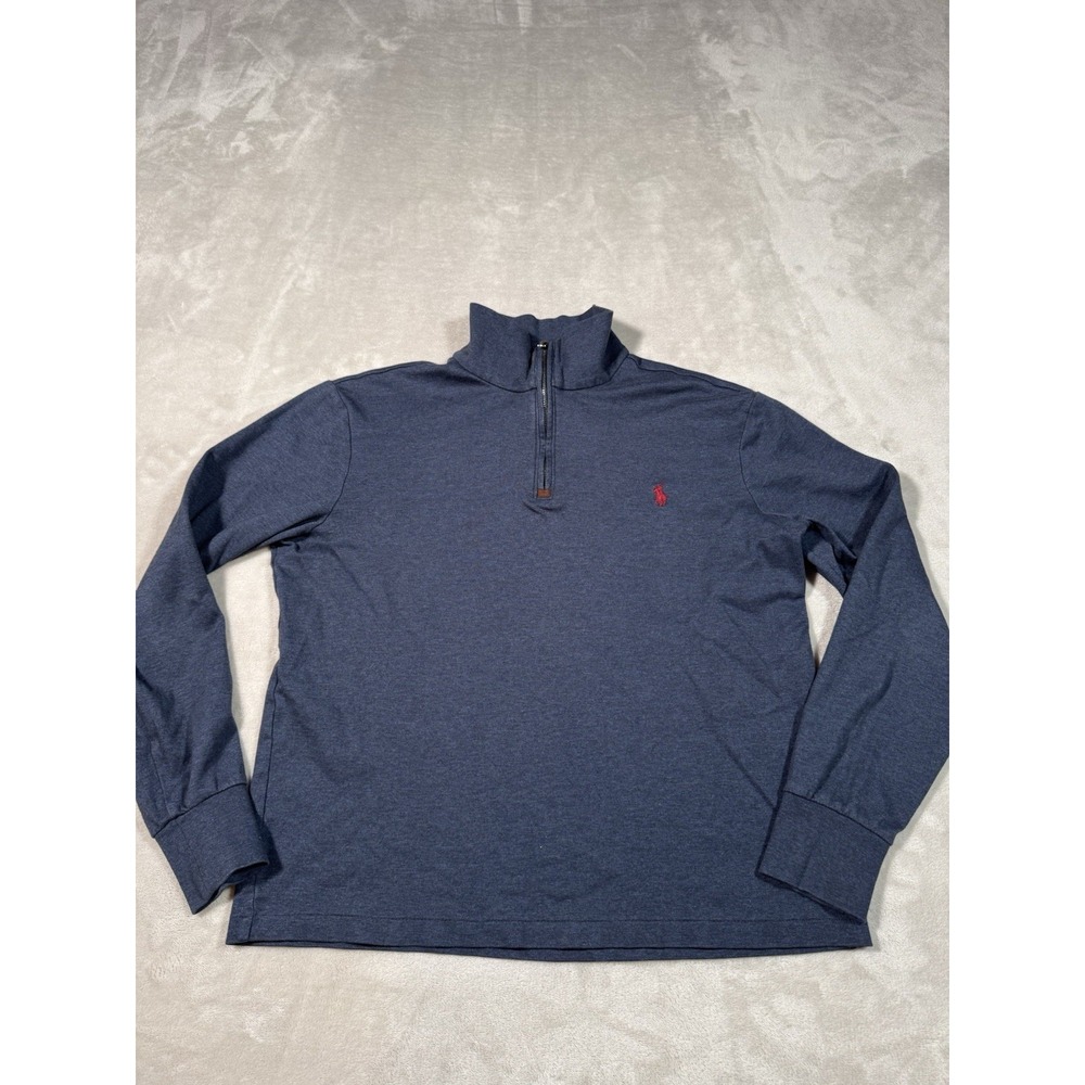 Polo Ralph Lauren Quarter Zip Sweater Womens Size Medium Blue Soft Cotton